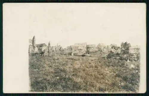 Foto AK 1. WK Kriegszerstörung Westfront 1916 Info Rückseite