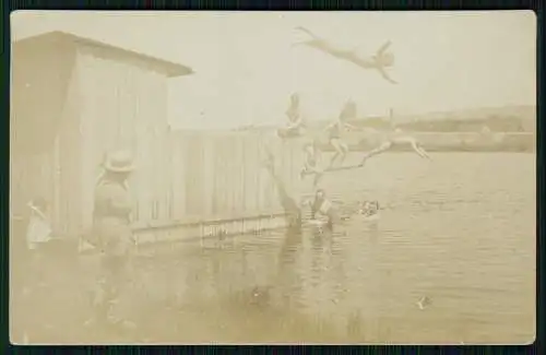 Foto AK Hohenpeißenberg Weilheim-Schongau Badesee Stiefelweiher um 1910