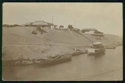 Foto AK Fluß Schiff Ägypten Hopital et Chalet de Kedive um 1910