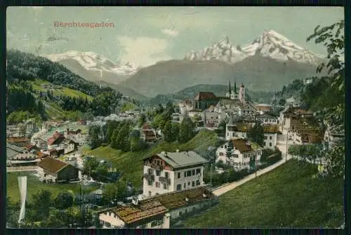 AK Berchtesgaden in Oberbayern, Panoramaansicht von Ortschaft 1911 gelaufen