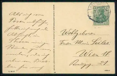 AK Kaliningrad Königsberg Ostpreußen, Partie am Schlossteich 1913 gelaufen