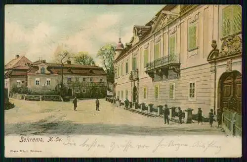 AK Schrems in Niederösterreich /N.-Oe. Partie am Schlossplatz 1906 gelaufen