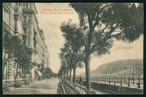 AK Budapest Ungarn Ferencz József rakpart Franz-Josefs Quai Corso 1916 gelaufen