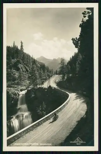 Foto AK Radstädter Tauern Radstadt Tauernstrasse am Gnadenfall Motorrad 1928