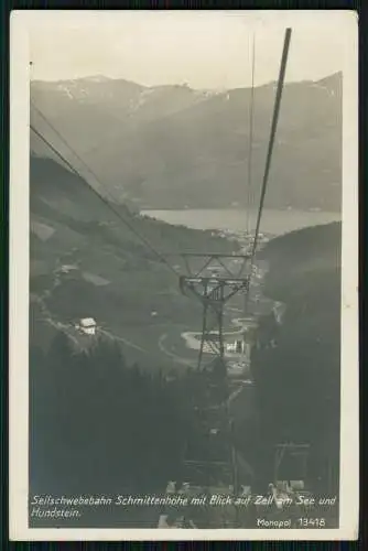 Foto AK Seilschwebebahn Schmittenhöhe Blick auf Zell am See und Hundstein 1928