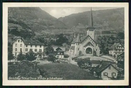 AK Goldau Arth Kanton Schwyz Schweiz Schulhaus und Pfarrkirche Herz Jesu 1933