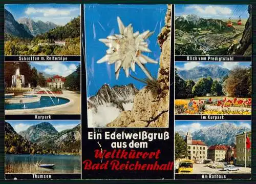 AK Edelweißgruß Bad Reichenhall Karte mit echtem Edelweiß in Folie montiert