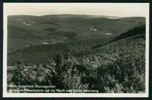 AK Sauerland Hunau Gebiet Blick vom Hubertusturm auf d.Hardt z. hohen Astenberg