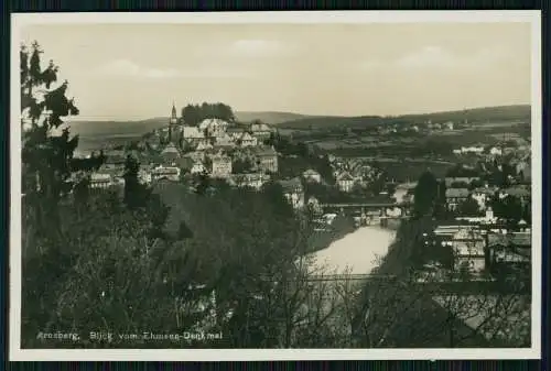 Foto AK Arnsberg Westfalen, Blick vom Ehmsen-Denkmal, Ortspanorama Brücke Fluß