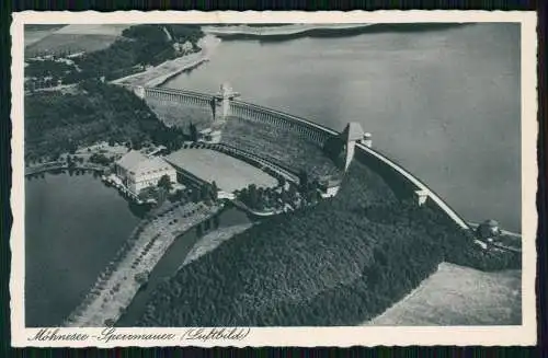 2x AK Möhnesee Möhnetalsperre Luftbild der Sperrmauer und Delecker Brücke 1933