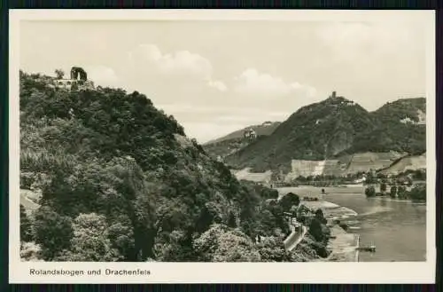 Foto AK Königswinter Rhein Blick v. Rolandsbogen Rhein Siebengebirge Drachenfels