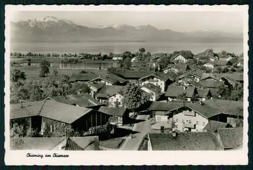 Foto AK Chieming am Chiemsee, Ortsansicht gegen die Alpen Karte gelaufen