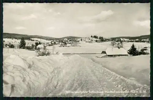 Foto AK Wintersportplatz Schnee am Schluchsee im Schwarzwald Karte gelaufen