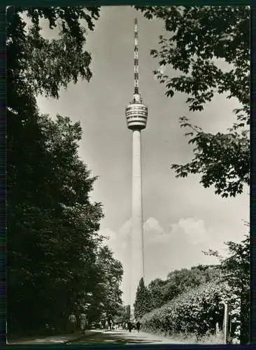 2x Foto AK Stuttgart Fußweg am Fernsehturm u. Detailansicht oberer Teil Cafe uvm