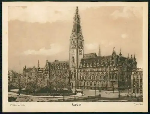 Ansicht auf Karton 23x17cm Hamburg Mitte Blick auf das Rathaus um 1900