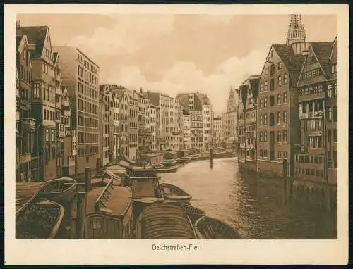 Ansicht auf Karton 23x17cm Hamburg Mitte Altstadt Fleet an der Deichstraße Boote