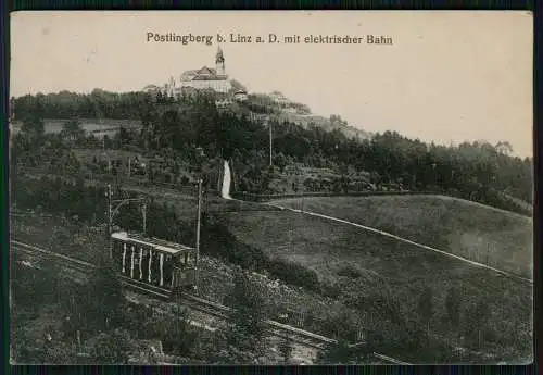 AK Pöstlingberg Linz Donau Österreich Elektrische Bergbahn Kirche 1906 gelaufen