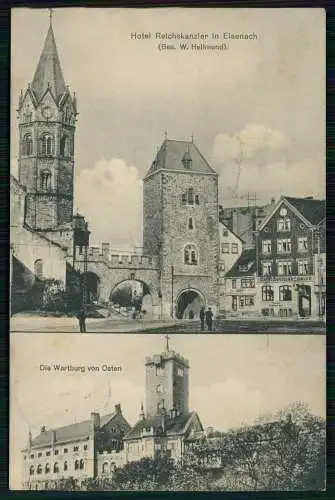 AK Eisenach Thüringen Hotel Reichskanzler Wartburg Bes W. Hellmund 1911 gelaufen