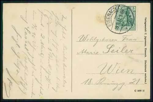 AK Eisenach Thüringen Hotel Reichskanzler Wartburg Bes W. Hellmund 1911 gelaufen