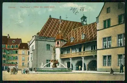 AK  Colmar Kolmar Elsass Haut Rhin Kaufhaus Hotel du Commerce 1913 gelaufen