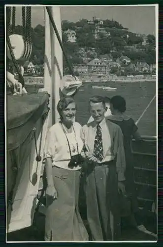 Foto AK Dampfer Oceana Amerika-Linie HAPAG KdF Blick Süllberg Elbe 1935 gelaufen