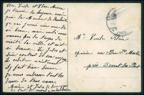 AK St. Johann-Saarbrücken Bahnhof Passanten Straßenbahn Kleinbahn 1909 gelaufen