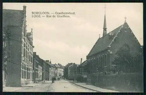 AK 1. WK BORGLOON Graethemstraat LOOZ Rue de Graethem Limburg Flandern Belgien