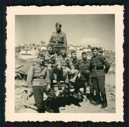 6xFoto Soldaten Wehrmacht verladen Bahnhof schwere Eisenträger Griechenland 1941