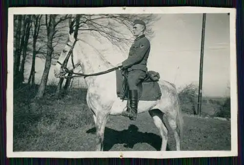 4x Foto Soldat Wehrmacht auf Schimmel Pferd