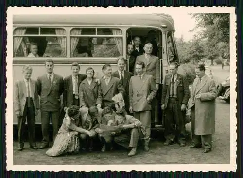 3x Foto Münster Westfalen Reise mit Bus Omnibus in den 1950 fünfziger Jahren