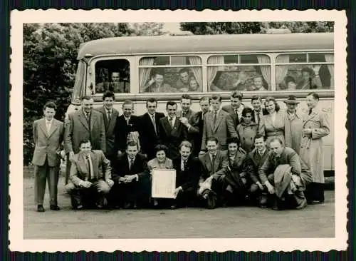 3x Foto Münster Westfalen Reise mit Bus Omnibus in den 1950 fünfziger Jahren