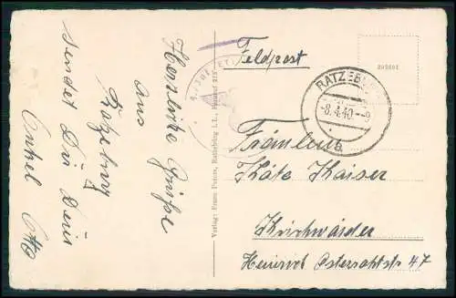 AK Ratzeburg Ratzeburger Dom mit Braunschweiger Löwe 1940 Feldpost gelaufen