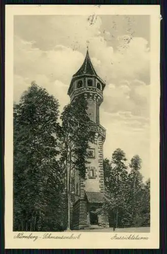 AK Nürnberg in Mittelfranken Schmausenbuck Aussichtsturm 1936 Bahnpost gelaufen