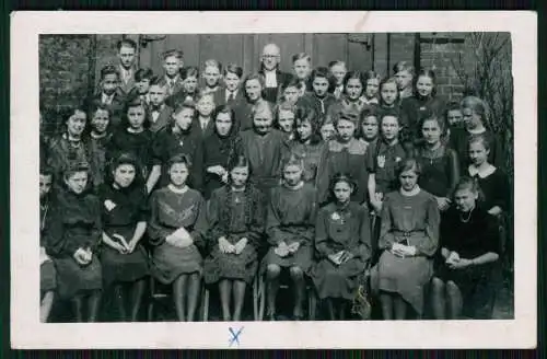 Foto AK Datteln Kreis Recklinghausen Konfirmation 1943 Jungs Mädchen mit Zöpfe