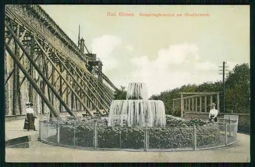 AK Bad Elmen Salzelmen Schönebeck Solspringbrunnen am Gradierwerk 1914 gelaufen