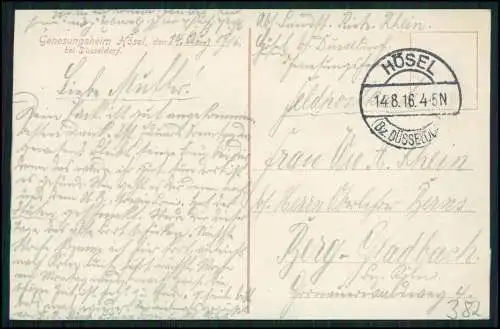 AK Hösel Ratingen Nordrhein Westfalen, Genesungsheim 1916 Feldpost gelaufen