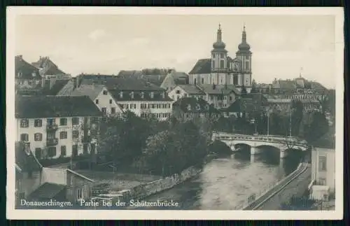 Foto AK Donaueschingen im Schwarzwald, Partie an der Schützenbrücke, Kirche 1936