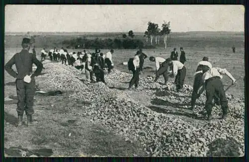 AK 1. WK Gefangene Franzosen Soldaten als Steineklopfer 1916 Feldpost