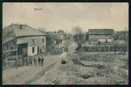 AK 1. WK Tahure  Marne, Vue sur la Ville, Kriegszerstörungen 1915 Feldpost gel.