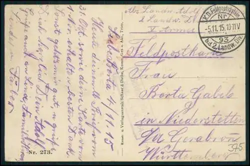 AK 1. WK Tahure  Marne, Vue sur la Ville, Kriegszerstörungen 1915 Feldpost gel.