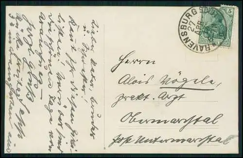 2x Foto AK Ravensburg in Württemberg Oberschwaben Personen 1915 gelaufen