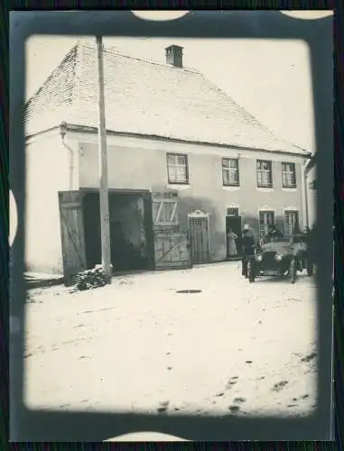 2x Foto Dorf bei Stuttgart Baden Württemberg Auto PKW Oldtimer Winter 1913