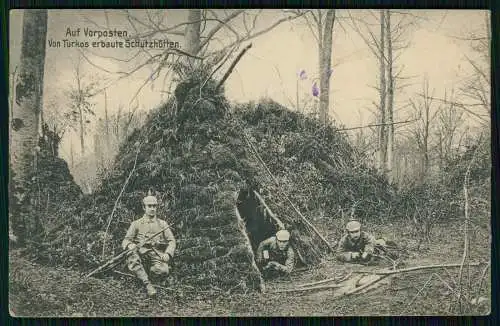 AK 1. WK Auf Vorposten, Von Turkos erbaute Schutzhütten 1915 Feldpost gelaufen