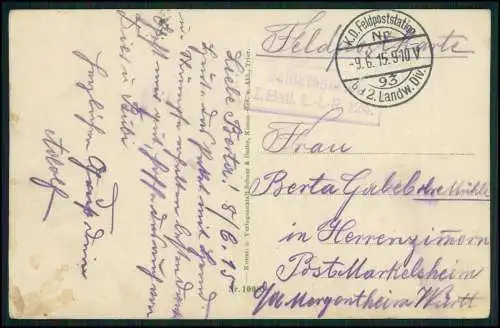 AK 1.WK Farbe Conde les Autry Ardennes Soldaten Feldküche Feldpost 1915 gelaufen