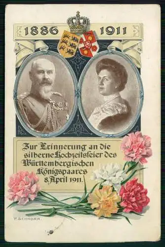 AK silberne Hochzeitsfeier Wilhelm Württembergischen Königspaares gelaufen 1911