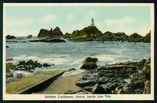 AK Jersey Insel im Ärmelkanal - Corbiere Lighthouse, Jersey, nearly Low Tide