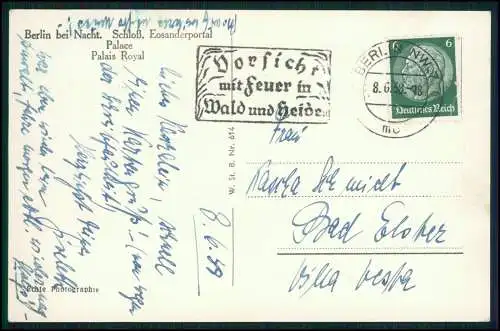 Foto AK Berlin Schloß Eosanderportal bei Nacht - Stempel Vorsicht... 1938 gel.