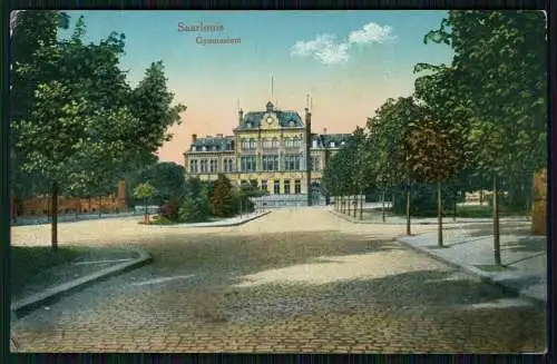 AK 1. WK Saarlouis im Saarland, Blick auf das Gymnasium 1916 Feldpost gelaufen