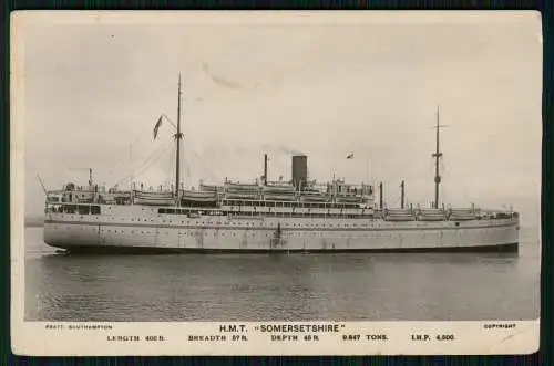 Foto AK Dampfer Schiff H.M.T. HMHS Somersetshire British Hospital ship 1929