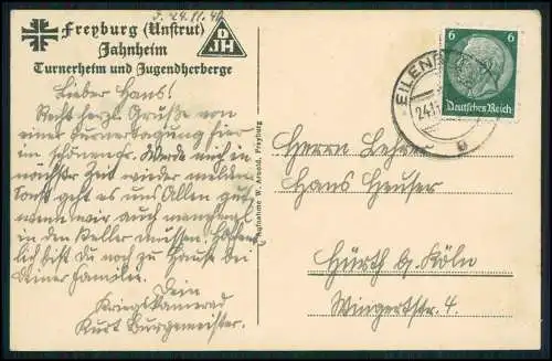 AK Freyburg Saale-Unstrut Jahnheim-Turnerheim und Jugendherberge 1939 gelaufen